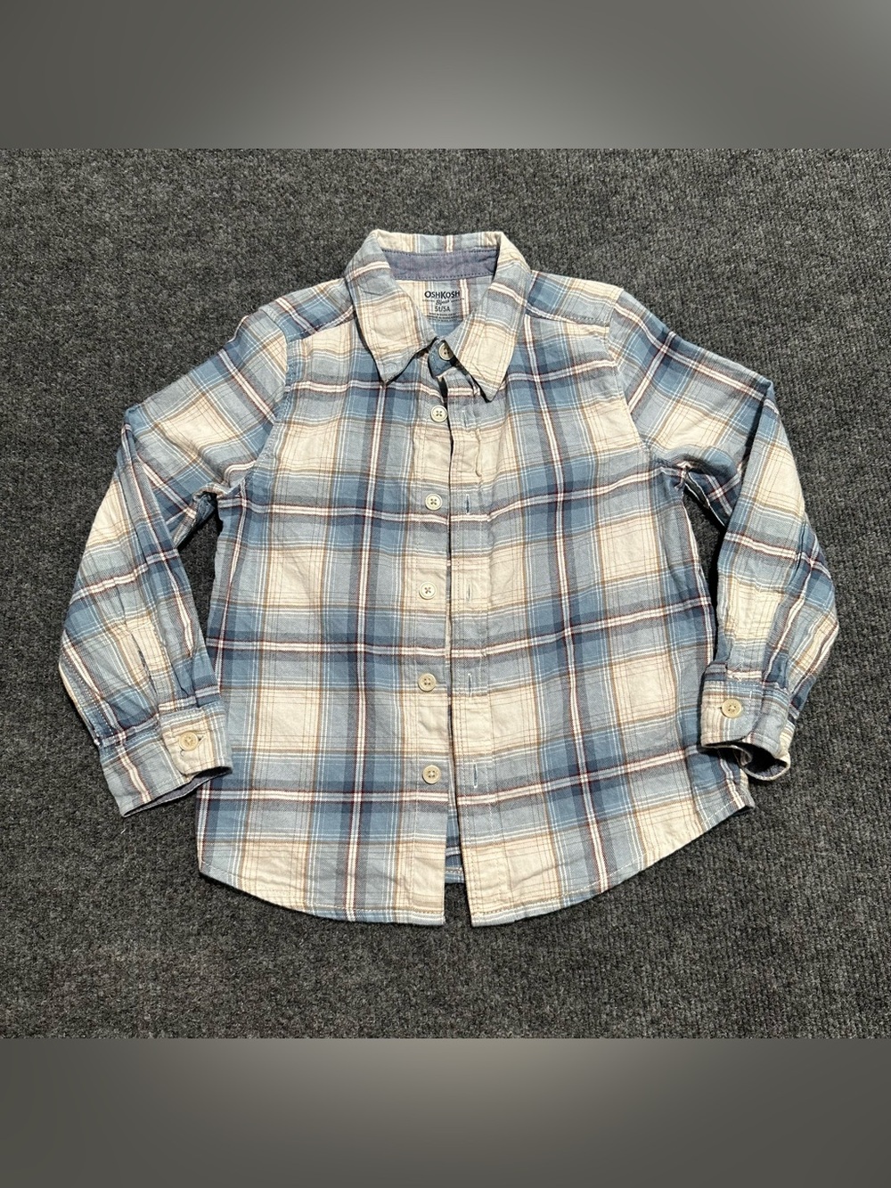 OshKosh B'gosh Light Blue and white Plaid Button-Down Shirt